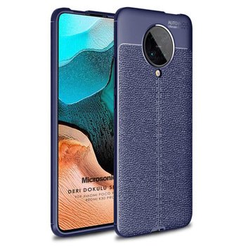 Microsonic Xiaomi Redmi K30 Pro Kılıf Deri Dokulu Silikon Lacivert