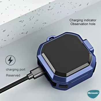 Microsonic Samsung Galaxy Buds Core Kılıf Darbeye Dayanıklı Sert Koruyucu + Askılık Pembe