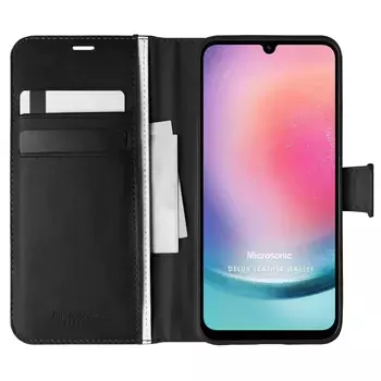 Microsonic Samsung Galaxy A24 Kılıf Delux Leather Wallet Siyah