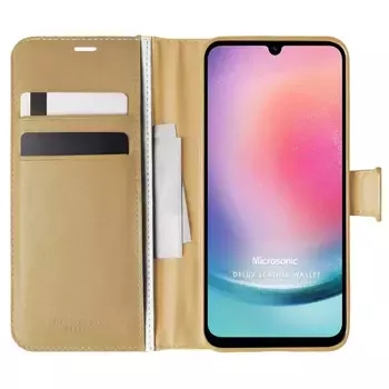 Microsonic Samsung Galaxy A24 Kılıf Delux Leather Wallet Gold