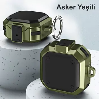 Microsonic Samsung Galaxy Buds Core Kılıf Darbeye Dayanıklı Sert Koruyucu + Askılık Asker Yeşili