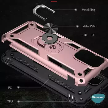 Microsonic Xiaomi Redmi Note 10 Pro Max Kılıf Military Ring Holder Siyah