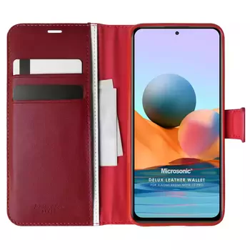 Microsonic Samsung Galaxy M23 Kılıf Delux Leather Wallet Kırmızı