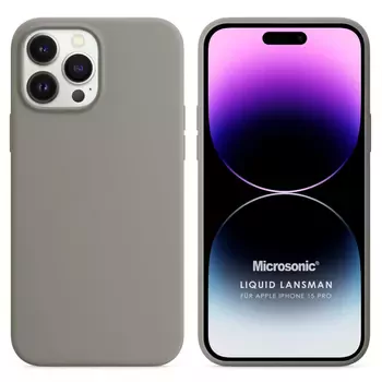 Microsonic Apple iPhone 15 Pro Kılıf Liquid Lansman Silikon Gri