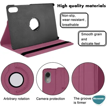 Microsonic Lenovo Tab M11 Kılıf 360 Rotating Stand Deri Kırmızı