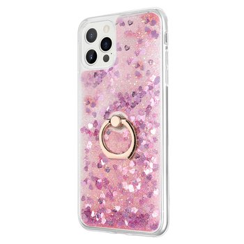 Microsonic Apple iPhone 12 Pro Max Kılıf Glitter Liquid Holder Pembe