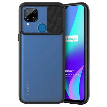 Microsonic Realme C15 Kılıf Slide Camera Lens Protection Siyah