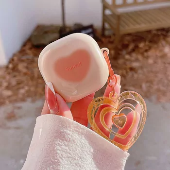 Microsonic Samsung Galaxy Buds Core Kılıf Süslü Renkli Kalp Desenli Turuncu