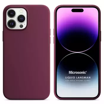 Microsonic Apple iPhone 15 Pro Kılıf Liquid Lansman Silikon Bordo