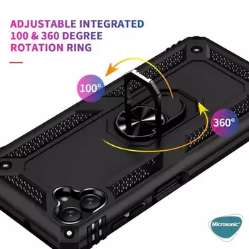 Microsonic Samsung Galaxy A05 Kılıf Military Ring Holder Kırmızı