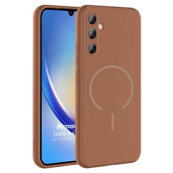 Microsonic Samsung Galaxy A34 Kılıf Zeno MagSafe Kahverengi