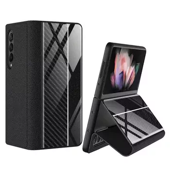 Microsonic Samsung Galaxy Z Fold 3 Kılıf Carbon Fiber BookStyle Siyah