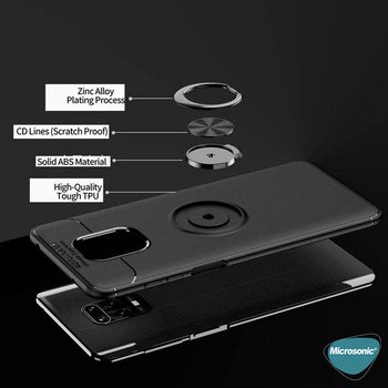 Microsonic Xiaomi Mi 10 Lite Kılıf Kickstand Ring Holder Kırmızı