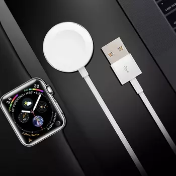 Microsonic Apple Watch SE 3 40mm Masaüstü Manyetik Şarj Cihazı Beyaz