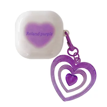 Microsonic Samsung Galaxy Buds Core Kılıf Süslü Renkli Kalp Desenli Mor