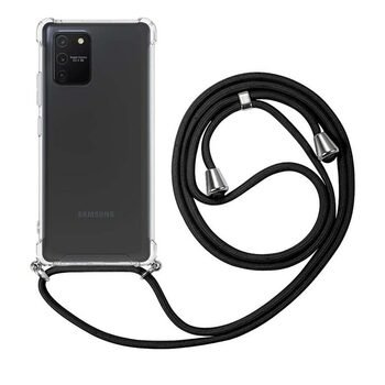 Microsonic Samsung Galaxy S10 Lite Kılıf Neck Lanyard Siyah