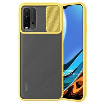 Microsonic Xiaomi Redmi 9T Kılıf Slide Camera Lens Protection Sarı