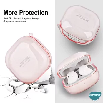 Microsonic Samsung Galaxy Buds Core Kılıf Askı Aparatlı Transparan Silikon Pembe