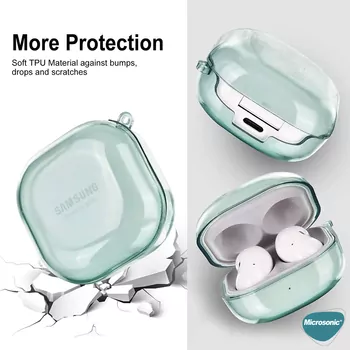 Microsonic Samsung Galaxy Buds Core Kılıf Askı Aparatlı Transparan Silikon Mavi