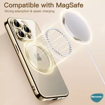 Microsonic Apple iPhone 17 Kılıf MagSafe Luxury Electroplate Koyu Gri