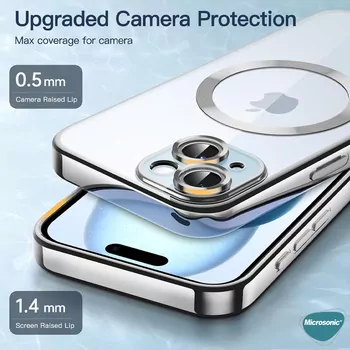 Microsonic Apple iPhone 17 Kılıf MagSafe Luxury Electroplate Koyu Gri