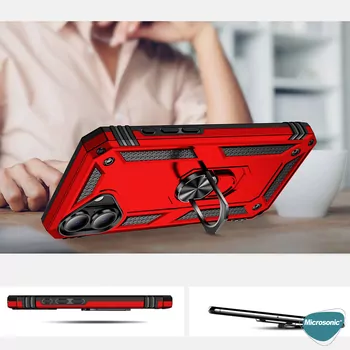 Microsonic Apple iPhone 17 Kılıf Military Ring Holder Siyah