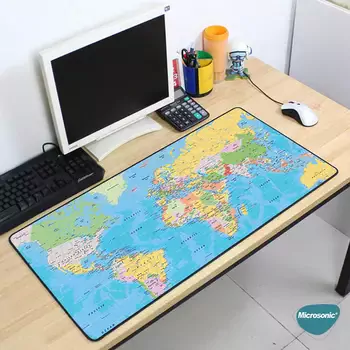 Microsonic Mouse Pad 90x40cm Desenli Renkli Harita