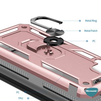 Microsonic Oppo Reno 4 Lite Kılıf Military Ring Holder Lacivert