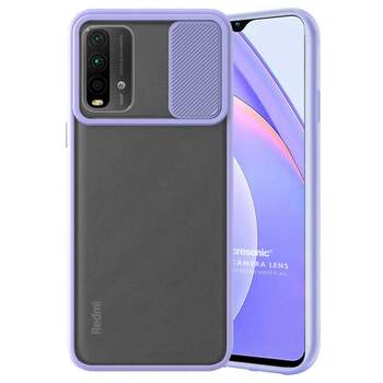 Microsonic Xiaomi Redmi Note 9 4G Kılıf Slide Camera Lens Protection Lila