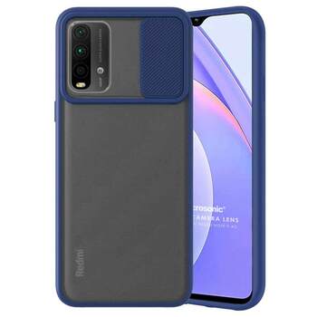 Microsonic Xiaomi Redmi Note 9 4G Kılıf Slide Camera Lens Protection Lacivert