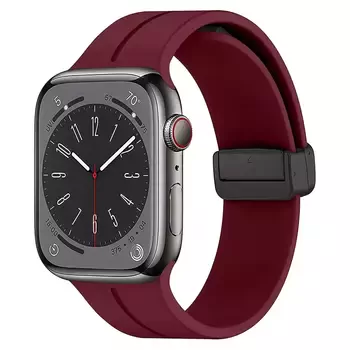 Microsonic Apple Watch Series 8 45mm Kordon Ribbon Line Bordo