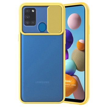 Microsonic Samsung Galaxy A21S Kılıf Slide Camera Lens Protection Sarı