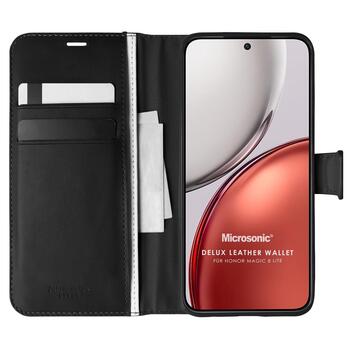 Microsonic Honor Magic 8 Lite Kılıf Delux Leather Wallet Siyah