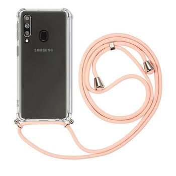 Microsonic Samsung Galaxy M30 Kılıf Neck Lanyard Rose Gold