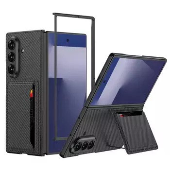 Microsonic Samsung Galaxy Z Fold 7 Kılıf LuxGrip Wallet Carbon Siyah