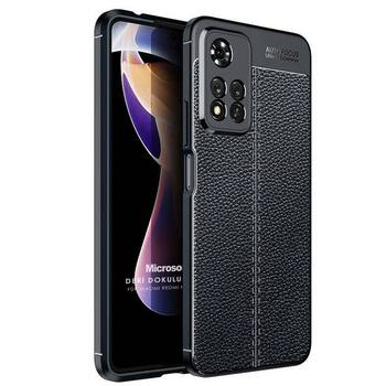 Microsonic Xiaomi Redmi Note 11 Pro Kılıf Deri Dokulu Silikon Siyah