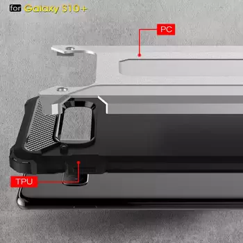 Microsonic Samsung Galaxy S10 Plus Kılıf Rugged Armor Gümüş