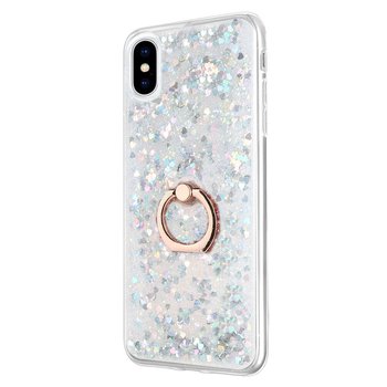 Microsonic Apple iPhone XS Kılıf Glitter Liquid Holder Gümüş