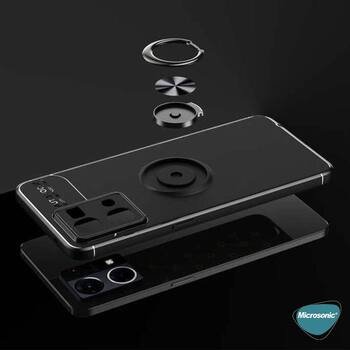 Microsonic Oppo Reno 7 4G Kılıf Kickstand Ring Holder Siyah