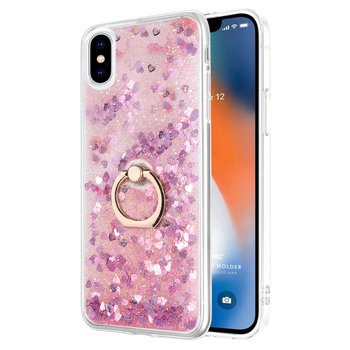 Microsonic Apple iPhone X Kılıf Glitter Liquid Holder Pembe