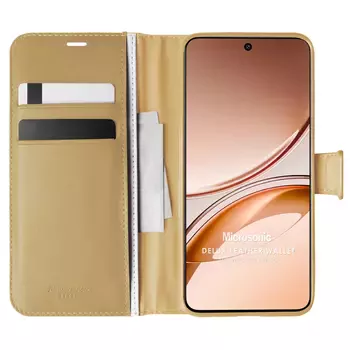 Microsonic Vivo V50 Lite 4G Kılıf Delux Leather Wallet Gold