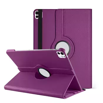 Microsonic Apple iPad Pro 13 2024 Kılıf (A2925-A2926) 360 Rotating Stand Deri Mor