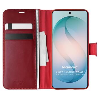 Microsonic Samsung Galaxy S26 Ultra Kılıf Delux Leather Wallet Kırmızı