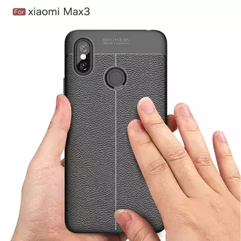 Microsonic Xiaomi Mi Max 3 Kılıf Deri Dokulu Silikon Kırmızı