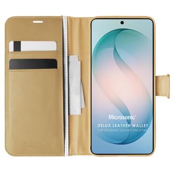 Microsonic Samsung Galaxy S26 Ultra Kılıf Delux Leather Wallet Gold