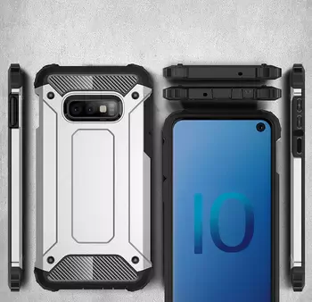 Microsonic Samsung Galaxy S10e Kılıf Rugged Armor Gümüş