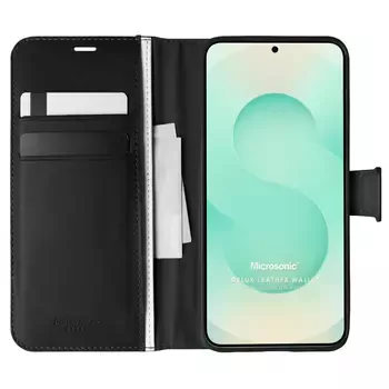 Microsonic Samsung Galaxy S25 FE Kılıf Delux Leather Wallet Siyah