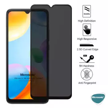 Microsonic Xiaomi Poco C40 Invisible Privacy Kavisli Ekran Koruyucu Siyah