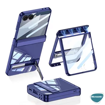 Microsonic Samsung Galaxy Z Flip 7 Kılıf Clarity Stand Lacivert