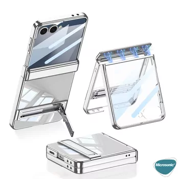 Microsonic Samsung Galaxy Z Flip 7 Kılıf Clarity Stand Gümüş
